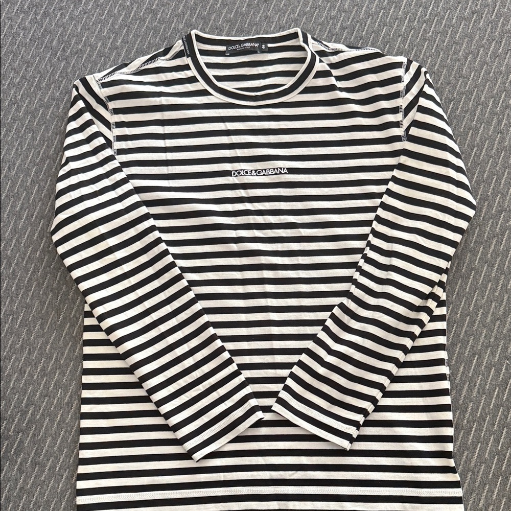 Dolce & Gabbana Monochrome Striped Long Sleeve Shirt